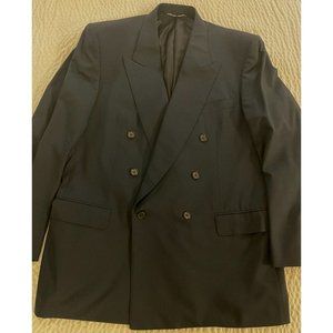 CANALI Vintage Super 100's Loro Piana Wool DB Peak Suit in Navy Size 44 R